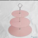 3 tier tempered /toughened glass cake stand with red colour